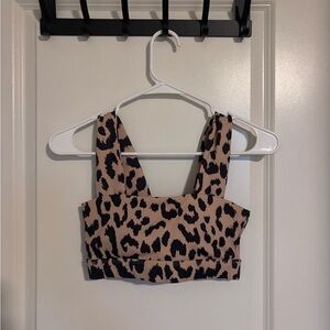 Allfenix Leopard Print Women's Sports Bra size XS medium support